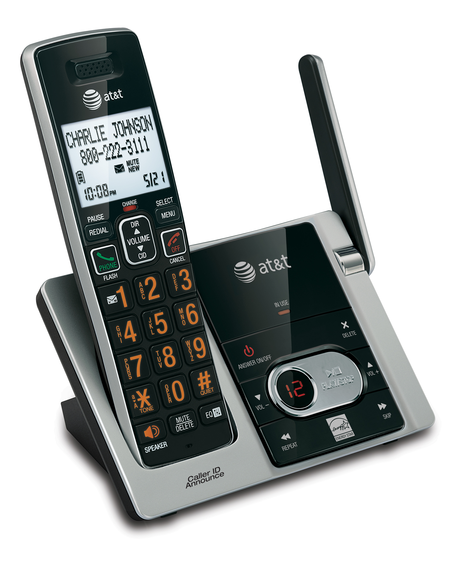 2 handset cordless answering system with caller ID/call waiting - view 3